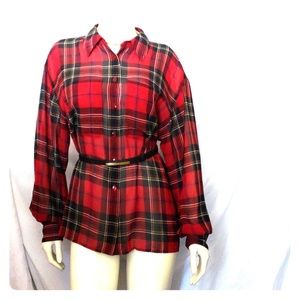 Vtg Liz Claiborne collection plaid sheer unisex 14